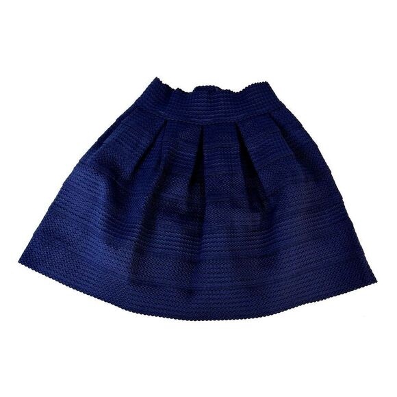 FSR Navy Circle Skater Skirt Pleated Textured - Size Medium - Picture 1 of 5